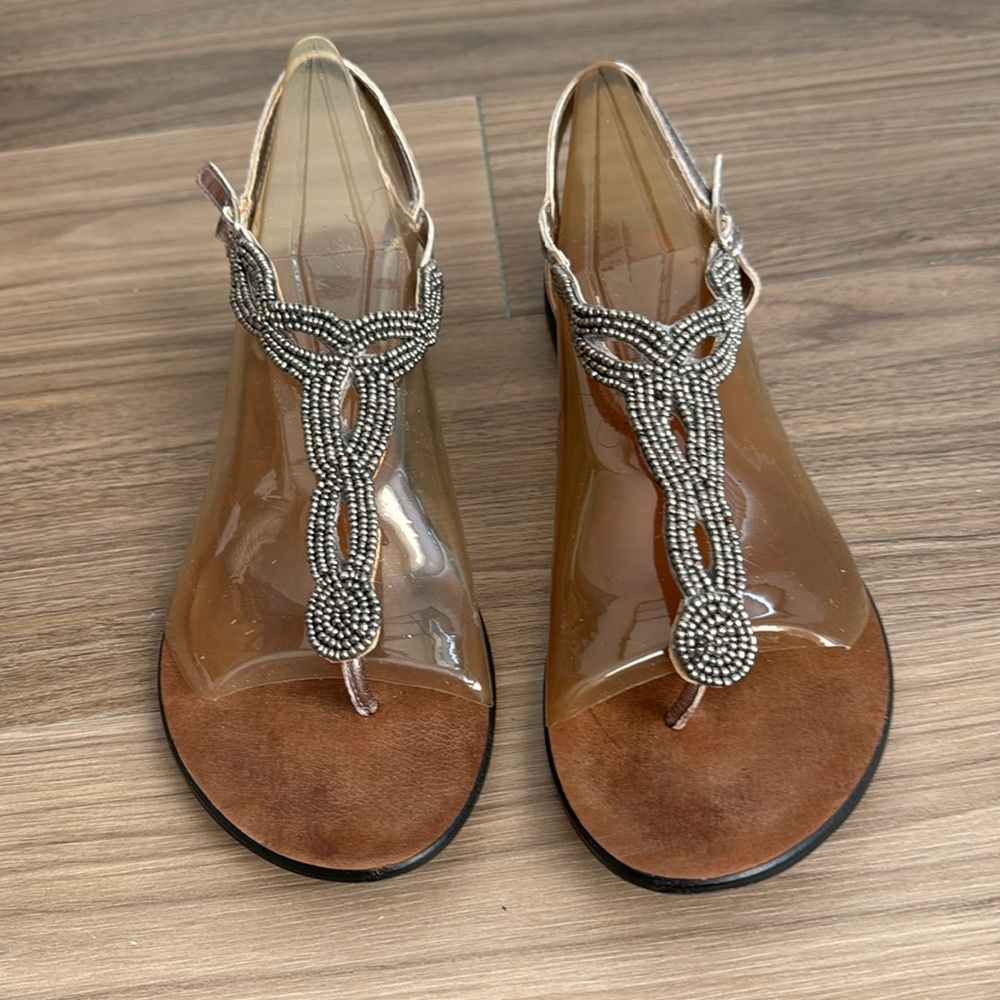 Flat Sandal, Pewter, Size 9